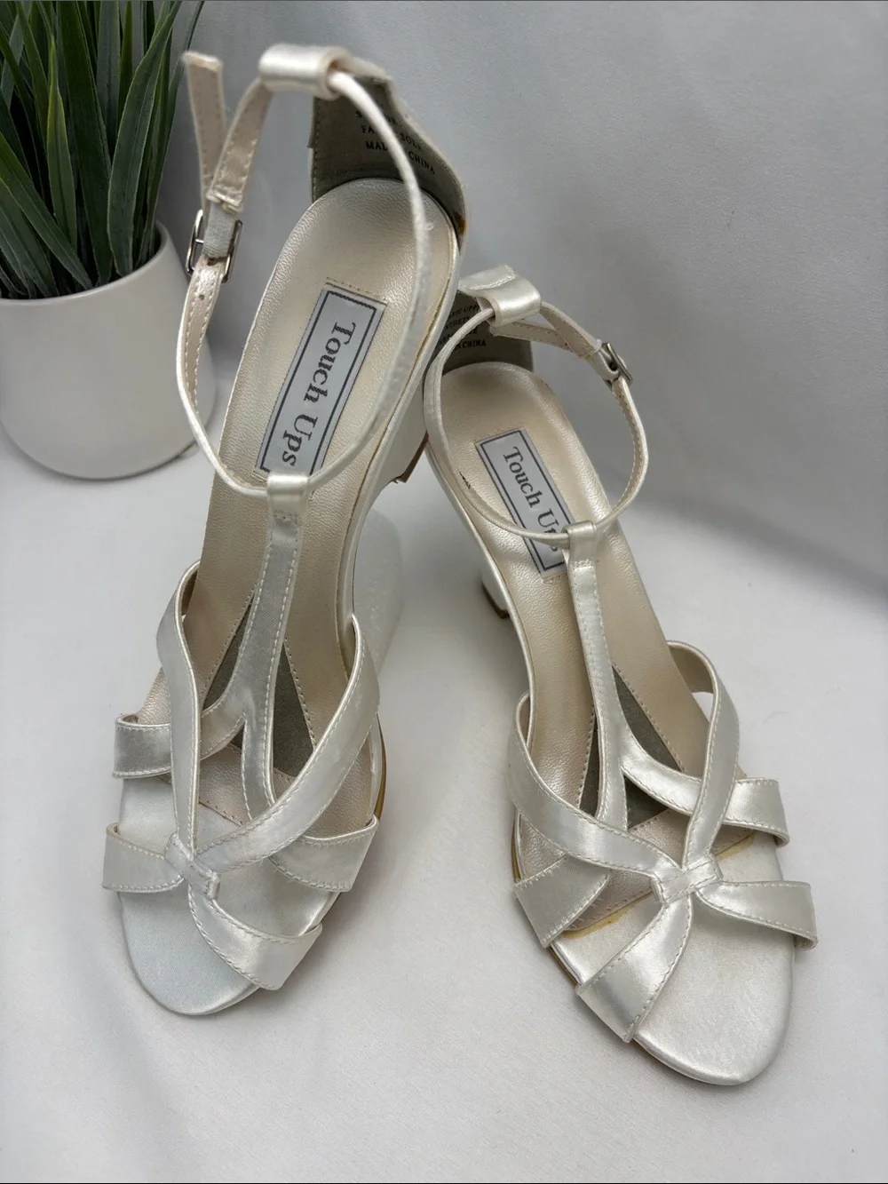 Touch Ups Ivory Satin Wedge Sandals